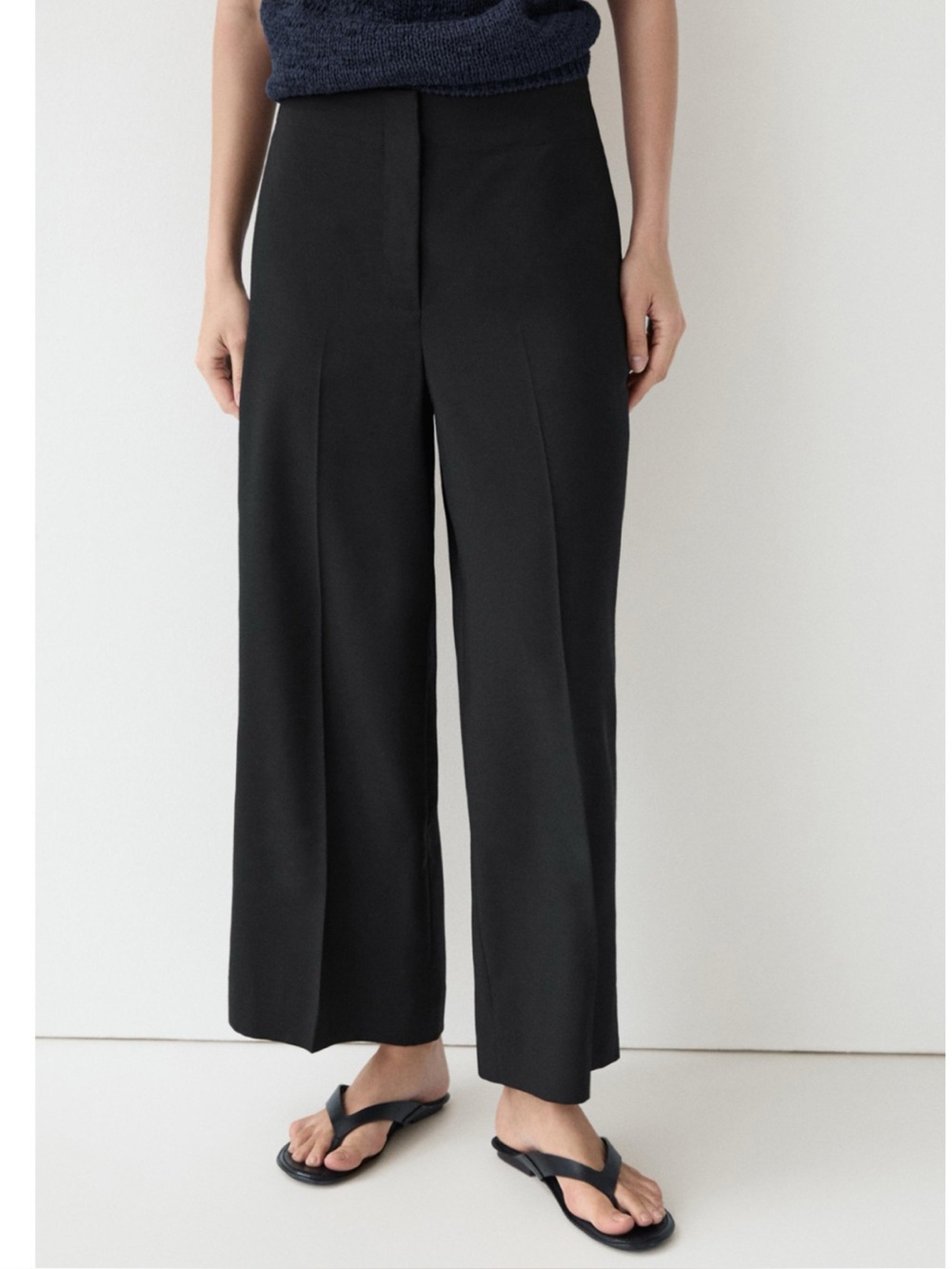 The Row Virgin Wool Wide Leg Trouser Pants in Black